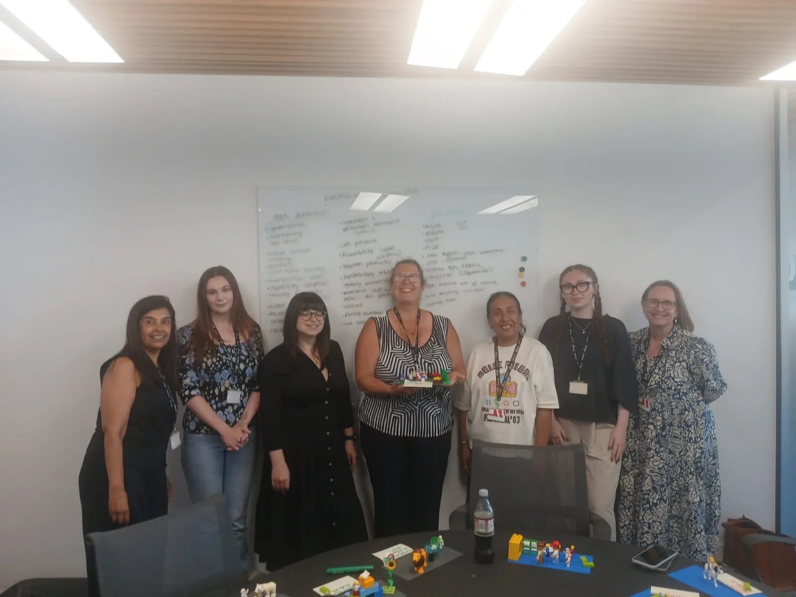 The Birmingham and Solihull Women's Aid workshop team with their completed LEGO® models