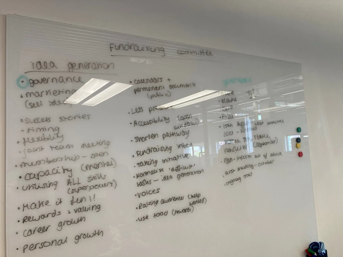 Workshop notes recording the fundraising action plan and next steps